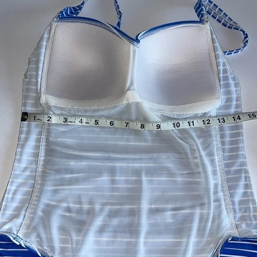 Nip Tuck Chambray Riviera Stripe Joanne Twist Tummy Control One Piece Swimsuit